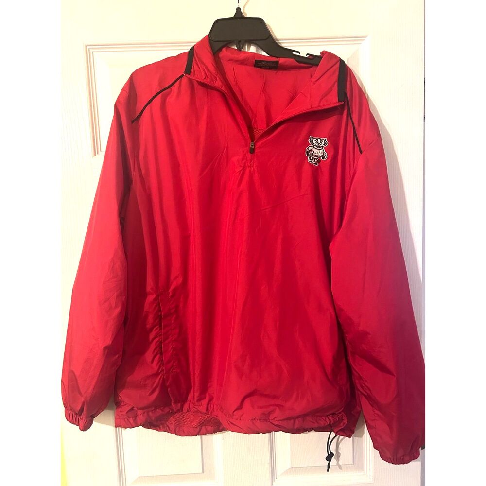 Wisconsin Badgers Men's Quarter Zip Pullover Size Large Vintage